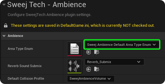 Assign Area Type Enum in Project Settings