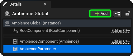 Blueprint Component added to Sweej Ambience Sound