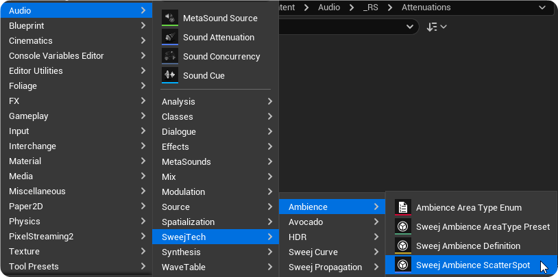 Creating a Sweej Ambience Scatter Spot Asset