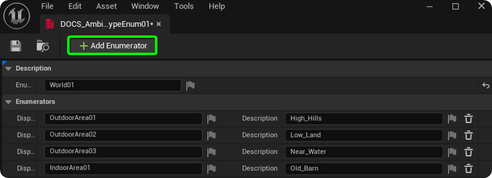 Add Enumerator for each Area Type