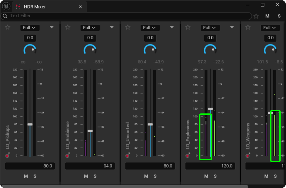 HDR Mixer Window Meters