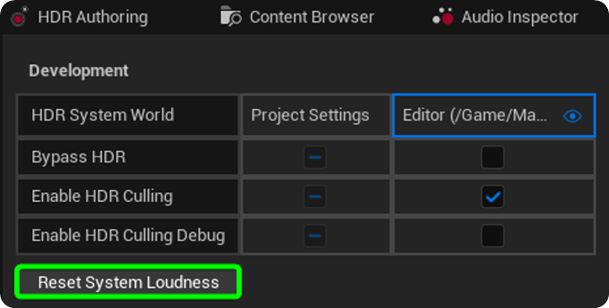 Reset System Loudness in the HDR Controls Window