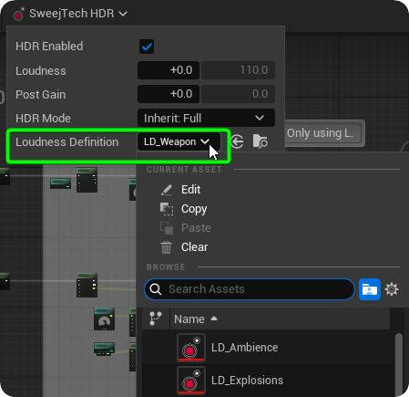 Sweejtech toolbar To Assign Loudness Definitions