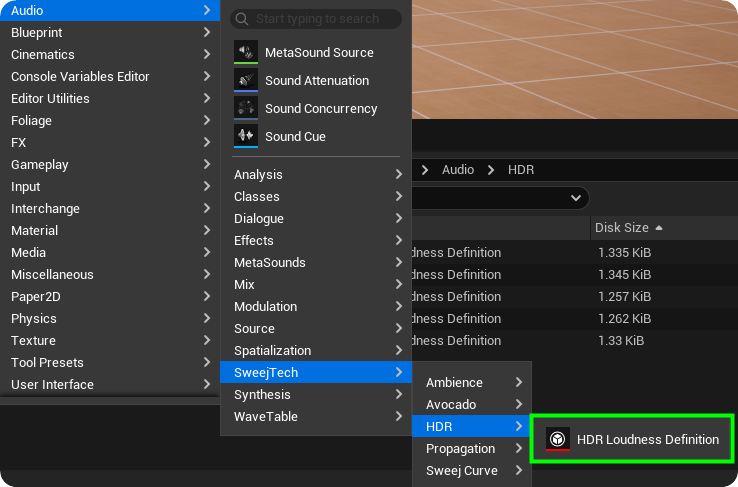Creating a Loudness Definition in the Content Browser