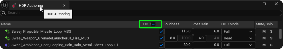 HDR Enable options