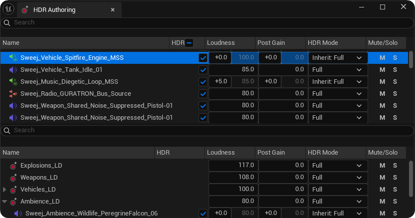 Hierarchy View within the HDR Authoring Window