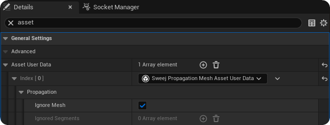 Add Sweej Propagation Mesh Asset User Data