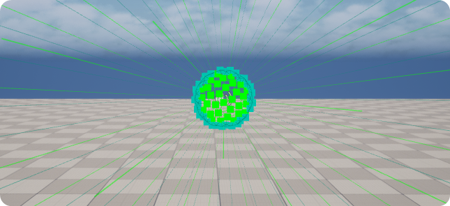 Debug illustrations only appear within the sounds extents