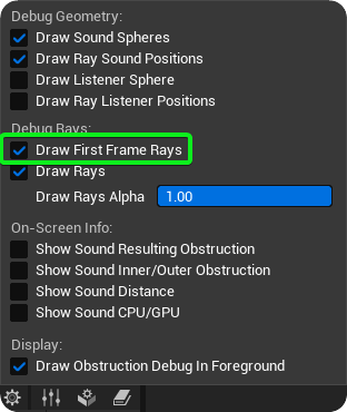 Draw First Frame Rays Debug Option
