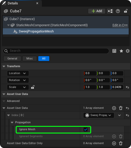Ignore Mesh on Specific Actor Instance = True