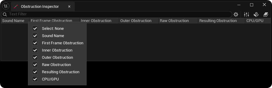 Obstruction Inspector Column Options
