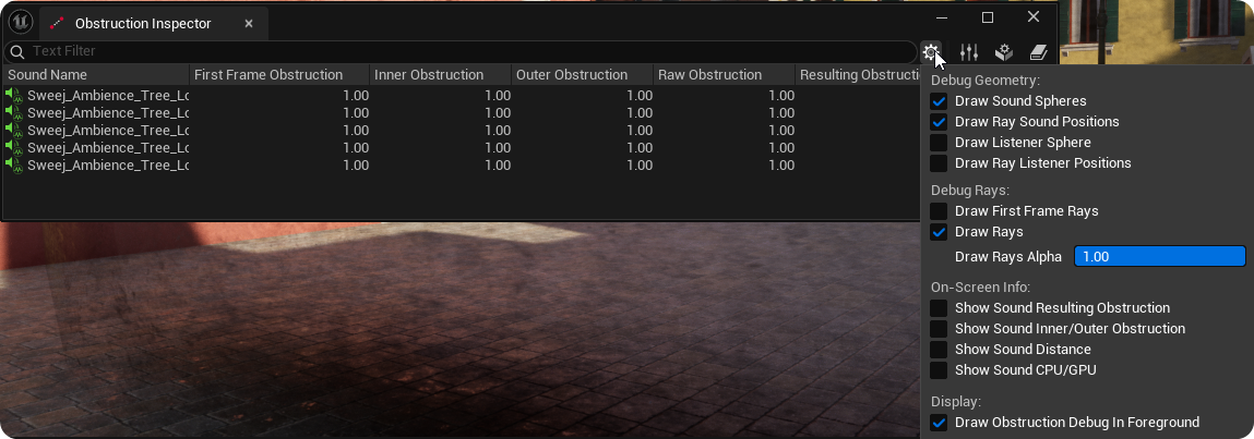 Obstruction Inspector Window