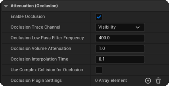 Unreal Engine Attenuation (Occlusion) settings