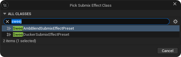 Of Class SweejAmbBlendSubmixEffectPreset